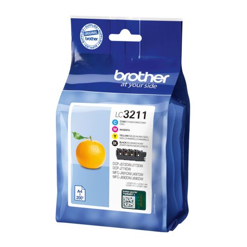BROTHER Pack de 4 cartuchos de tinta preto, cian, magenta e amarelo BROTHER LC3211VAL , Brother , BROLC3211VAL , 4977766780148